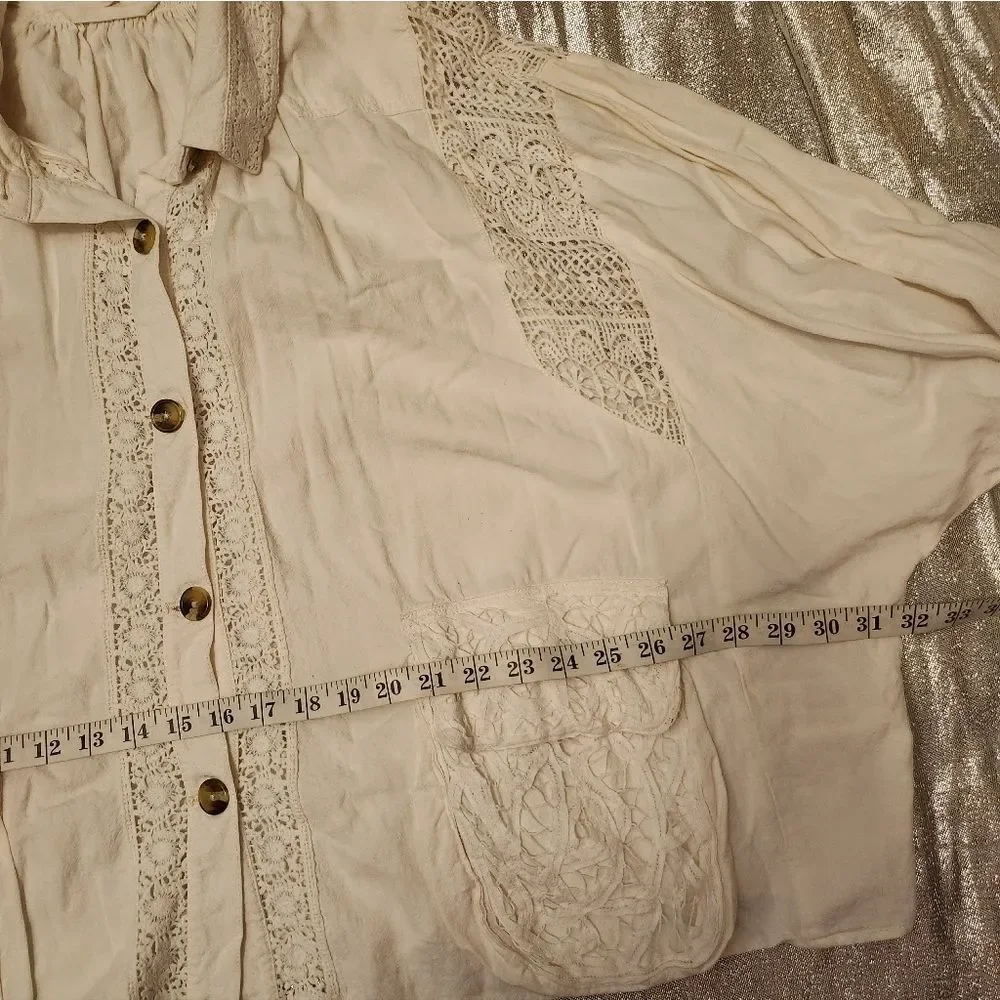 Free People Women's White Lace Detail Jacket